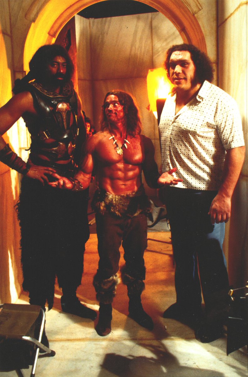 I always do a doubletake when I see photos of Arnold Schwarzenegger looking like an 8-year-old child when standing between Wilt Chamberlain and Andre the Giant on the Conan the Destroyer set.
