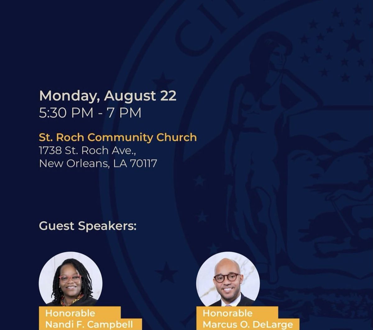 freddiekingiii's tweet photo. Stay informed and join us for a conversation with the Judges Nandi Campbell and @delargeforjudge to discuss how the criminal legal system works and why it works a certain way.

Mon., August 22
5:30 PM - 7 PM

St. Roch Community Church
1738 St. Roch Ave.,
NOLA 70117

#fkiii #nola https://t.co/sCUtISC9nN