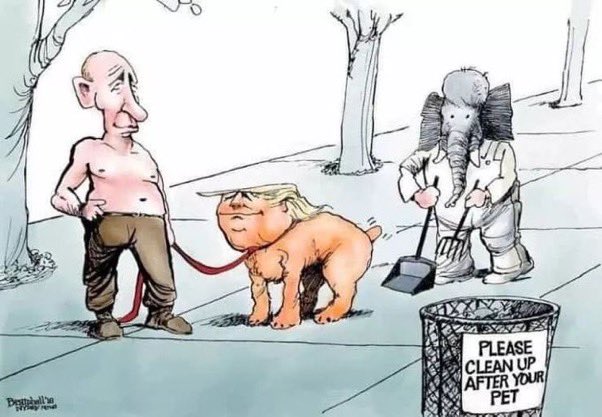 Her13Loves's tweet photo. Hysterical🤣😂Perhaps you TRAITORS over @GOP Could take a permanent vacation in Russia? Let us know if you need help packing, Be our pleasure to see you off to Daddy Putin, You can sweep up behind your #PileOfVomit #45RustStain Wishing you all a wonderful trip, Not really, https://t.co/0jTzW3wVx1