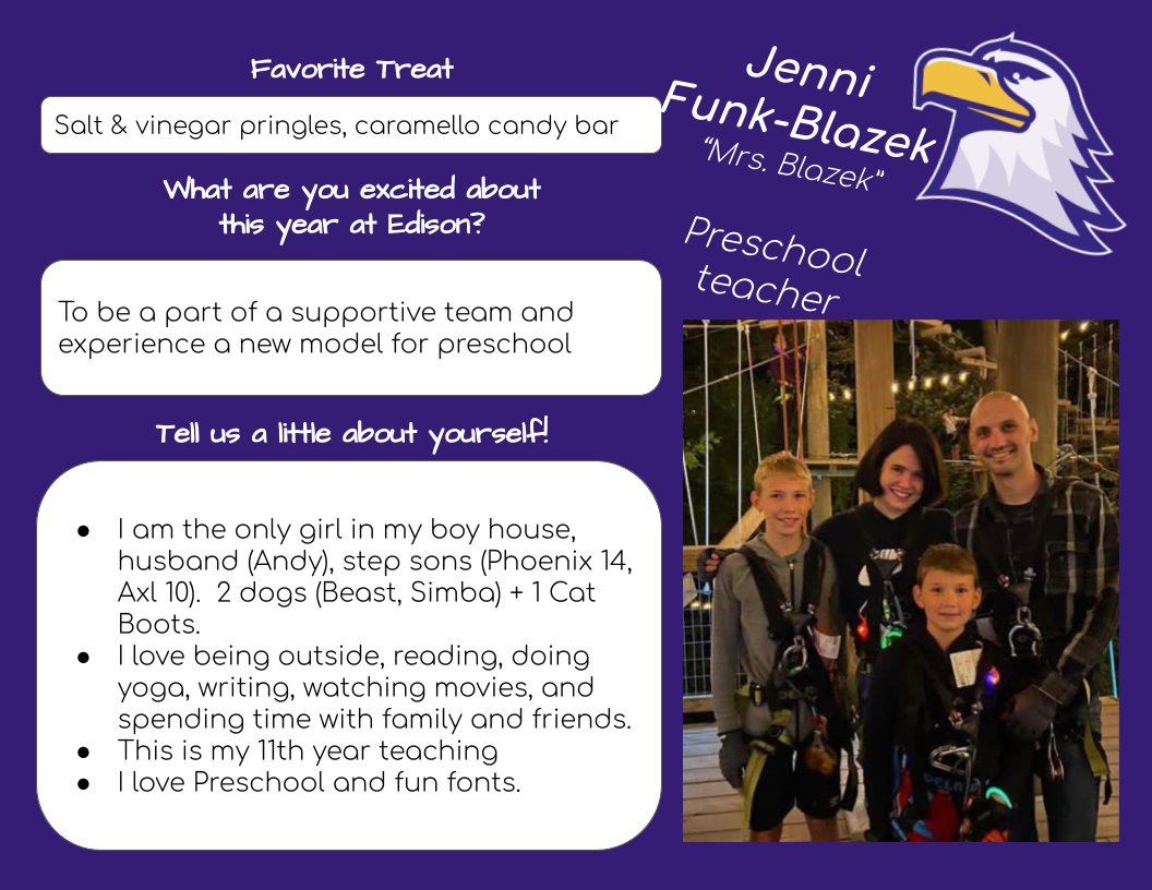 Edison_ELEM_CB's tweet photo. Jenni Blazek is a wonderful addition to our Preschool Team! Please give her a warm welcome! https://t.co/Zs9uJIoUr6