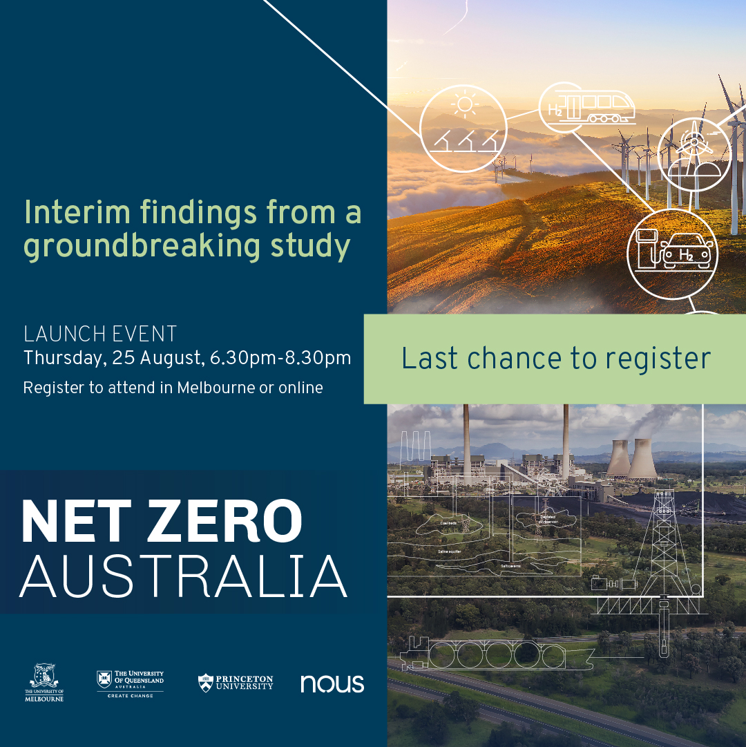 UQ Engineering and Technology (@uq_eait) on Twitter photo Last chance to register: Be the
first to hear public findings of
the Net Zero Australia study:
go.unimelb.edu.au/648e
w/ <a href="/UniMelb/">University of Melbourne</a> <a href="/UQ_News/">UQ News</a>
<a href="/Princeton/">Princeton University</a> <a href="/NousGroup/">Nous Group | A bigger idea of success</a>
#NetZeroAustralia #energy
#emissions #research Last chance to register: Be the
first to hear public findings of
the Net Zero Australia study:
go.unimelb.edu.au/648e
w/ <a href="/UniMelb/">University of Melbourne</a> <a href="/UQ_News/">UQ News</a>
<a href="/Princeton/">Princeton University</a> <a href="/NousGroup/">Nous Group | A bigger idea of success</a>
#NetZeroAustralia #energy
#emissions #research