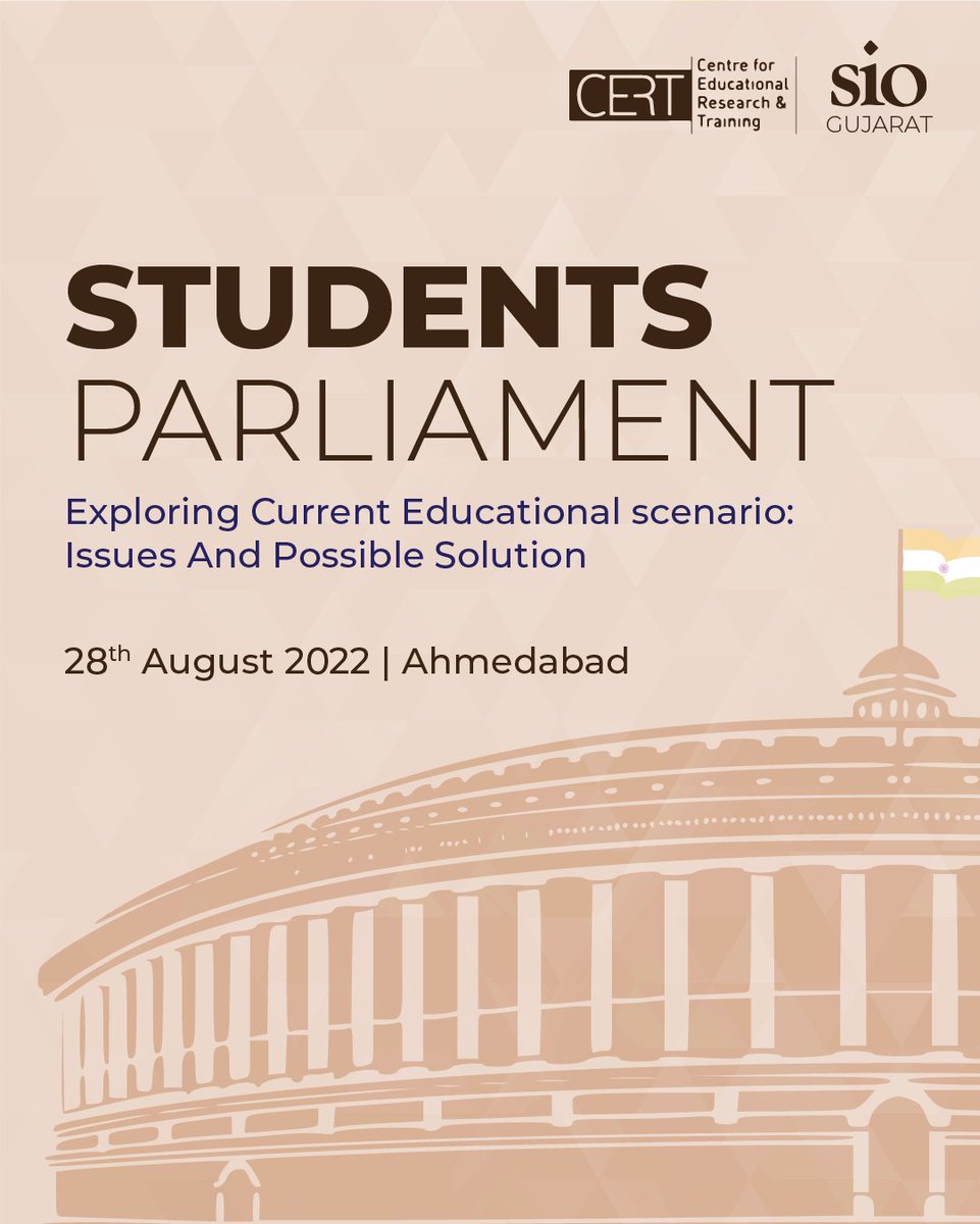 sio_gujarat's tweet photo. SIO Gujarat is organising state level Students Parliament to discuss educational and Youth issues. 

Be prepared to join us to raise your voices  on Sunday 28th August at Ahemdabad.

#StudentsParliament #SIOGujarat https://t.co/Nnn9Hv2Jiw