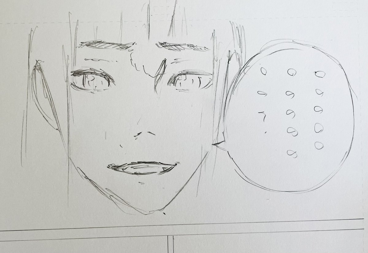 ←眠いときに頑張った下描き
 →10分寝てから描き直した下描き

寝るべき! 