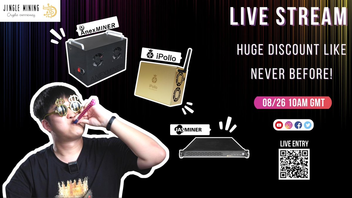 🎬【Live】August 26 at 10am (GMT) this Friday
We will continue to release more discount codes during the live stream.

🔗Click on the link to watch the full video: youtube.com/watch?v=HnEVEN…

🔗Live entry：youtu.be/pjQMXpd6KLk

#jinglemining