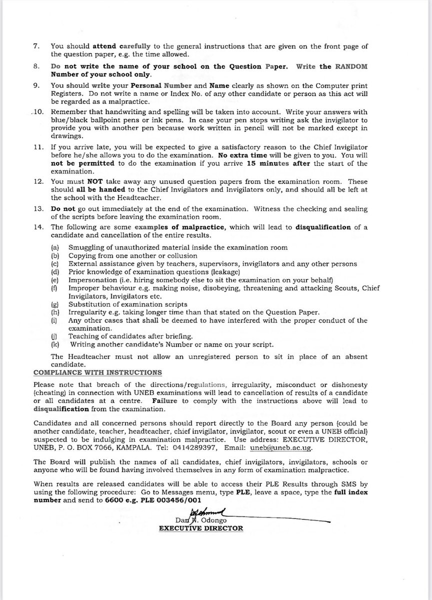 bbosa_sharleen's tweet photo. @UNEB_UG released the Primary seven examination timetable together with the instructions to help guide them as they sit for their final examinations.
@Educ_SportsUg @GovUganda https://t.co/YpXyL9gZqE