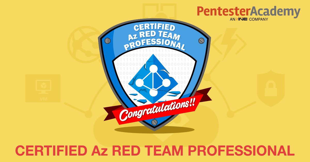 SecurityTube's tweet photo. Congratulations to @_ugurercan for clearing our Certified Az Red Team Professional exam! #AzADLab #CARTP #PentesterAcademy cc @nikhil_mitt https://t.co/CbZX0ET7Zp https://t.co/RuJFVqyqgp