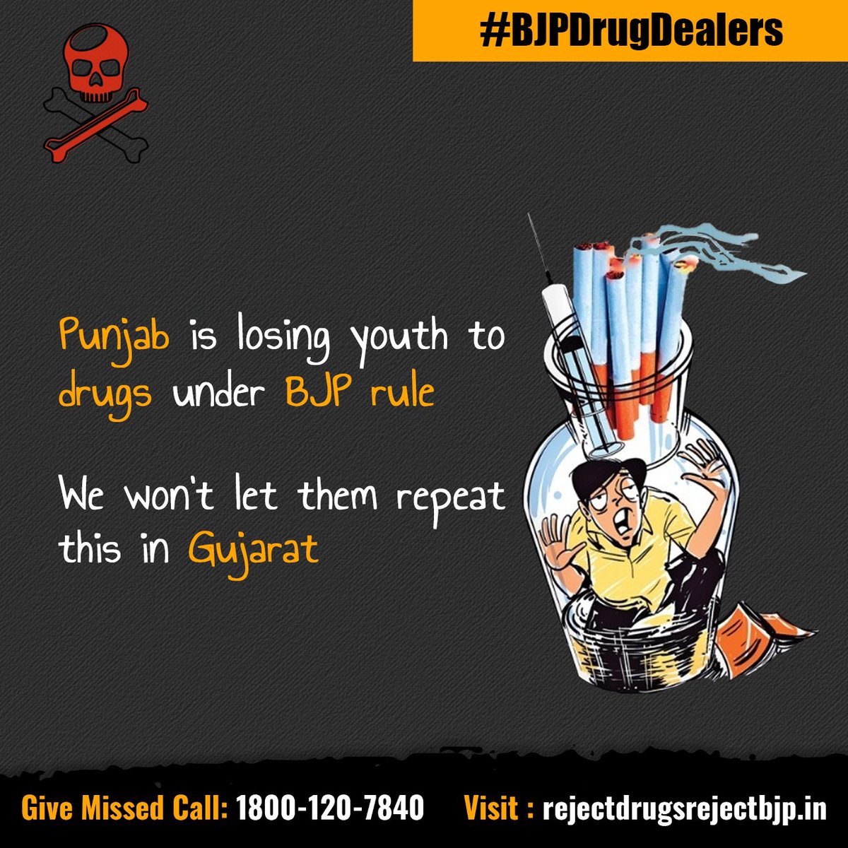 HaryanaPMC's tweet photo. Punjab is losing youth to drugs under BJP rule 

We won't let them repeat this in Gujarat 

#BJPDrugDealers https://t.co/3UcVsYTVN0