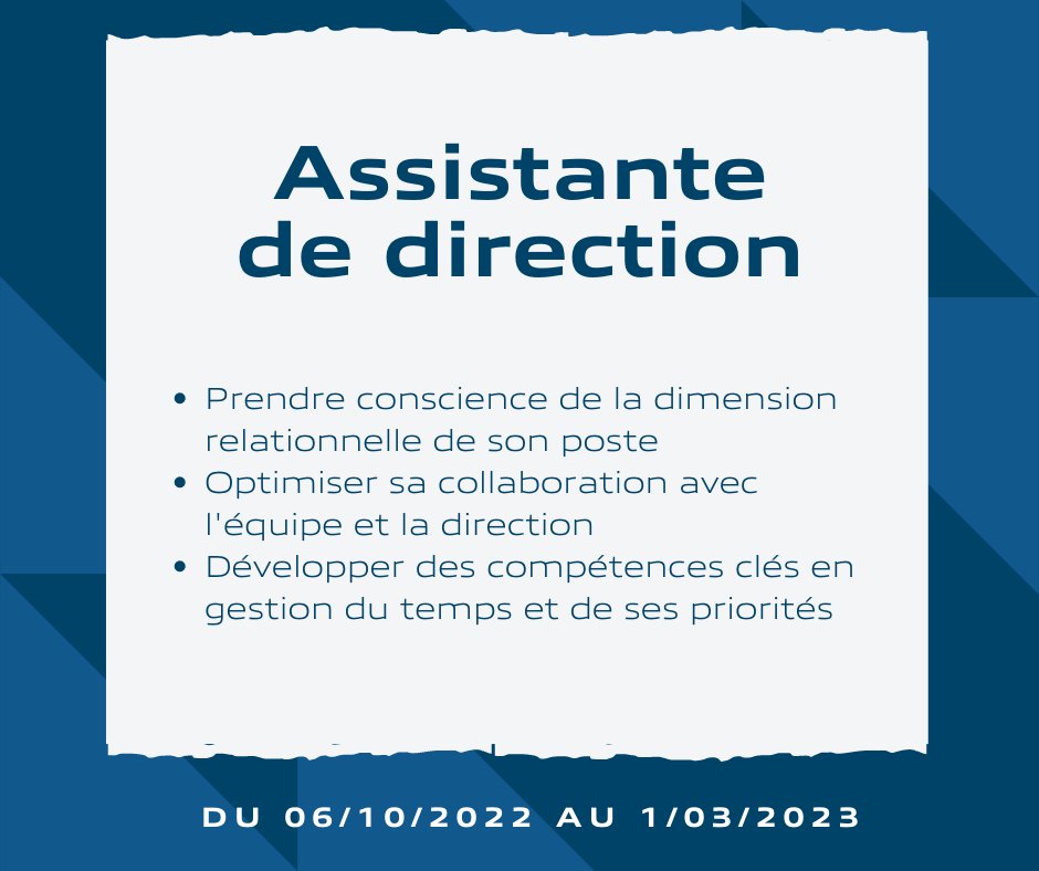 Formation - Assistante de direction ↪️ efe.fr/formation/assi…   
📅 du 06/10/2022 au 1/03/2023 
🔰  Acquérir les outils clés pour réussir ses missions et : 
✒️ Pour vous inscrire ↪️ efe.fr/formation/assi…