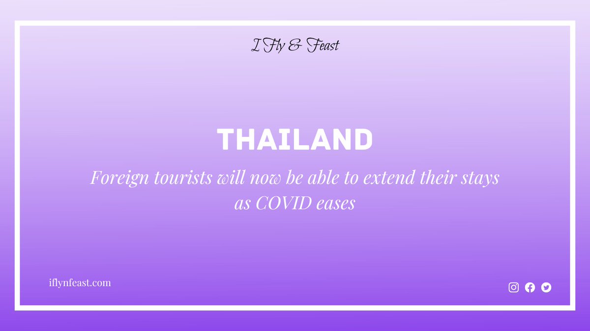 iflynfeast's tweet photo. Thailand will now start permitting an extended length of stay for foreign tourists between October and March.
#iflynfeast #Thailand #travelupdates #news #extendstay #visaonarrival #boosttourism #COVID19 https://t.co/RTbl2FVcO8