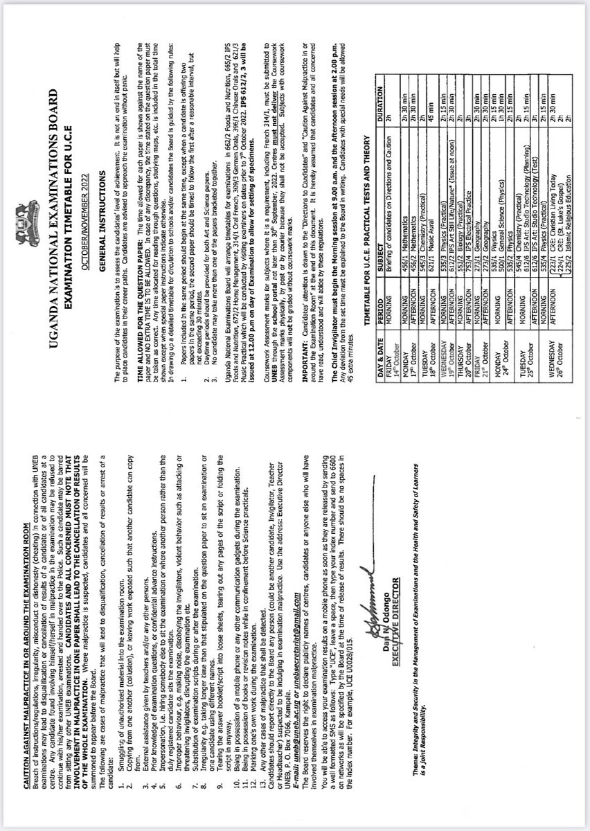 bbosa_sharleen's tweet photo. The timetables for the senior four and six candidates were also released as well to help them prepare fully for their final examinations.
@UNEB_UG @Educ_SportsUg https://t.co/7s1qrfnec5
