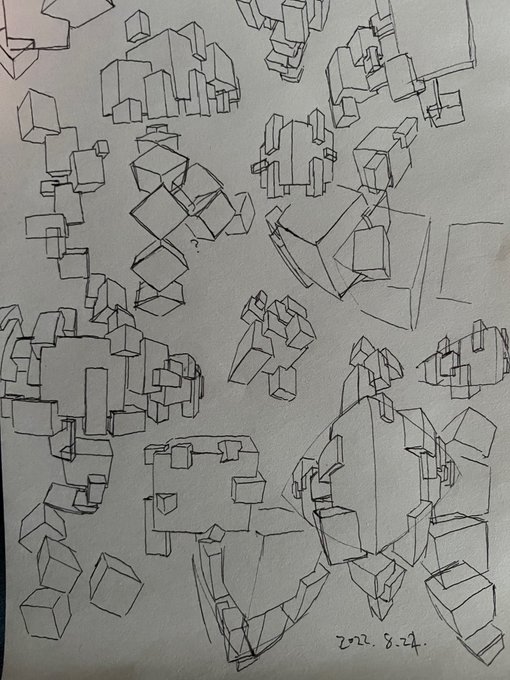 立方体を描きまくる練習 