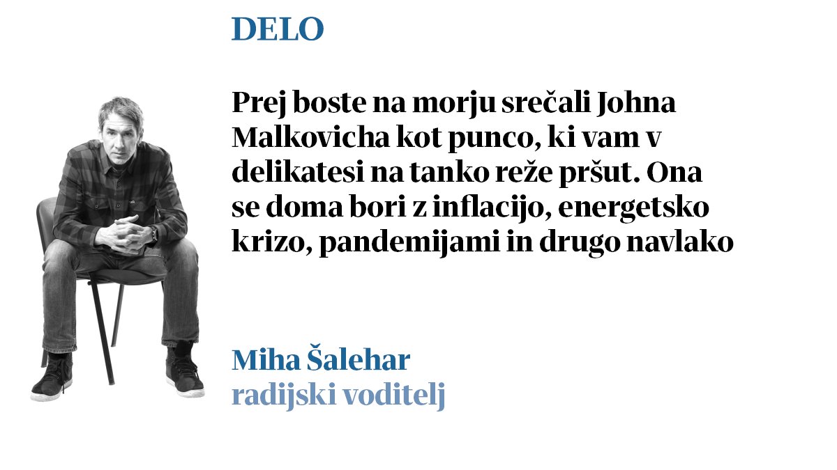 Delo's tweet photo. Miha Šalehar o tem, da na morju ne obstajajo draginja, kriza, jesen. Če imaš denar, da morje gledaš s prave strani. https://t.co/pSVsudad8N