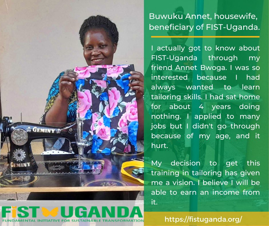 fistuganda's tweet photo. FIST Uganda launched a program in January 2022 to train young and vulnerable women in skills that can support them in generating income. Annet Buwuku, one of the Program beneficiaries told us about how this program is changing her life. #developmentinnitiativees https://t.co/X1uqQVYPby