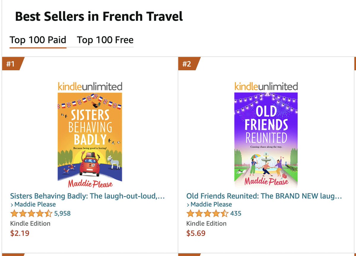 MaddiePlease1's tweet photo. Thanks Australia🇦🇺🔆! Sisters Behaving Badly and Old Friends Reunited are looking good in the Australian Kindle chart this morning. #friends #France #laughter #fun #highjinks @BoldwoodBooks https://t.co/9yXuDYyEG7