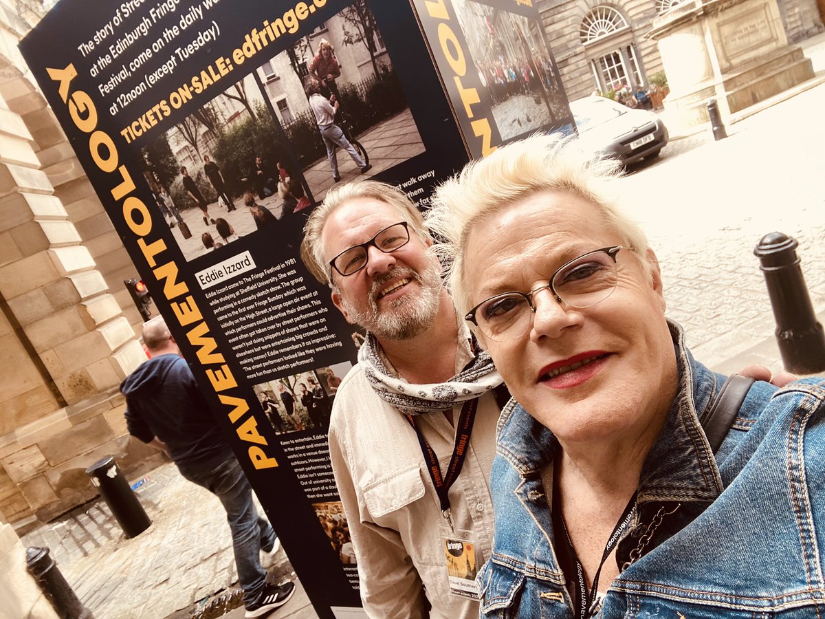 Huge thanks to friend and former street performer <a href="/eddieizzard/">Eddie Izzard</a> for joining yesterdays #pavementology story walk. It was an honour and your insights were invaluable <a href="/edfringe/">Edinburgh Festival Fringe</a> #YS2022