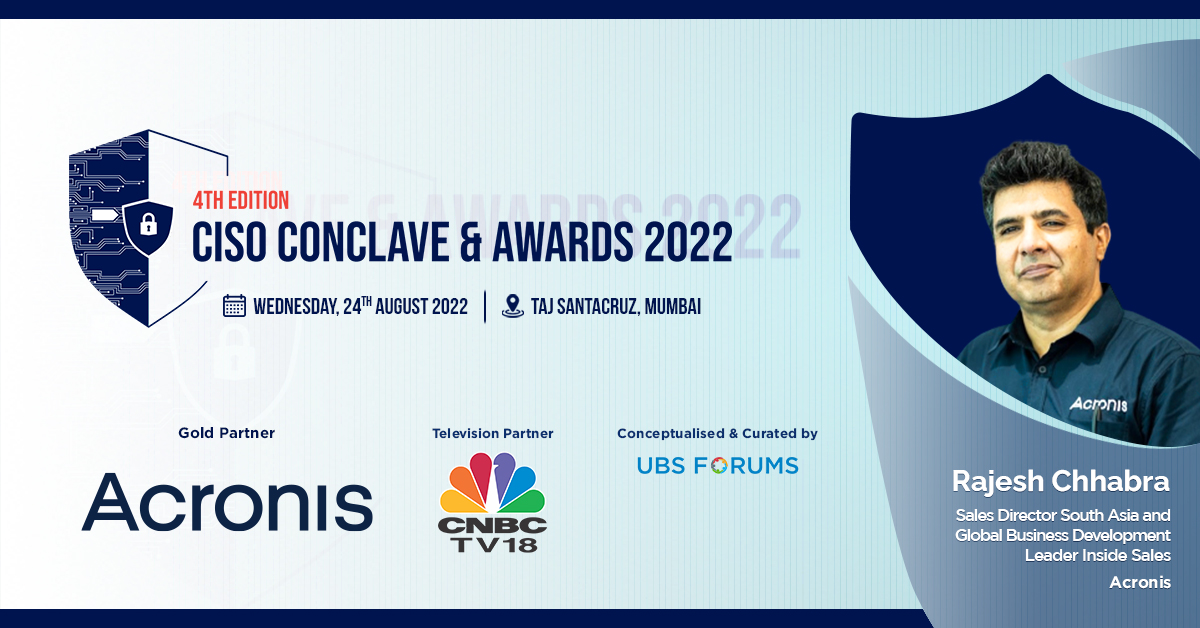 ubsforums's tweet photo. We are elated to welcome our speaker ๐ฅ๐ฎ๐ท๐ฒ๐๐ต ๐๐ต๐ต๐ฎ๐ฏ๐ฟ๐ฎ @Acronis for our Exclusive "4th Edition CISO Conclave & Awards 2022" scheduled on Wednesday,24th August 2022 at Taj Santacruz,Mumbai
Register Now- https://t.co/Dov9HsIf6b
#UBSFCISO #CISOConclave #InformationSecurity https://t.co/4tYzr1ZOj9