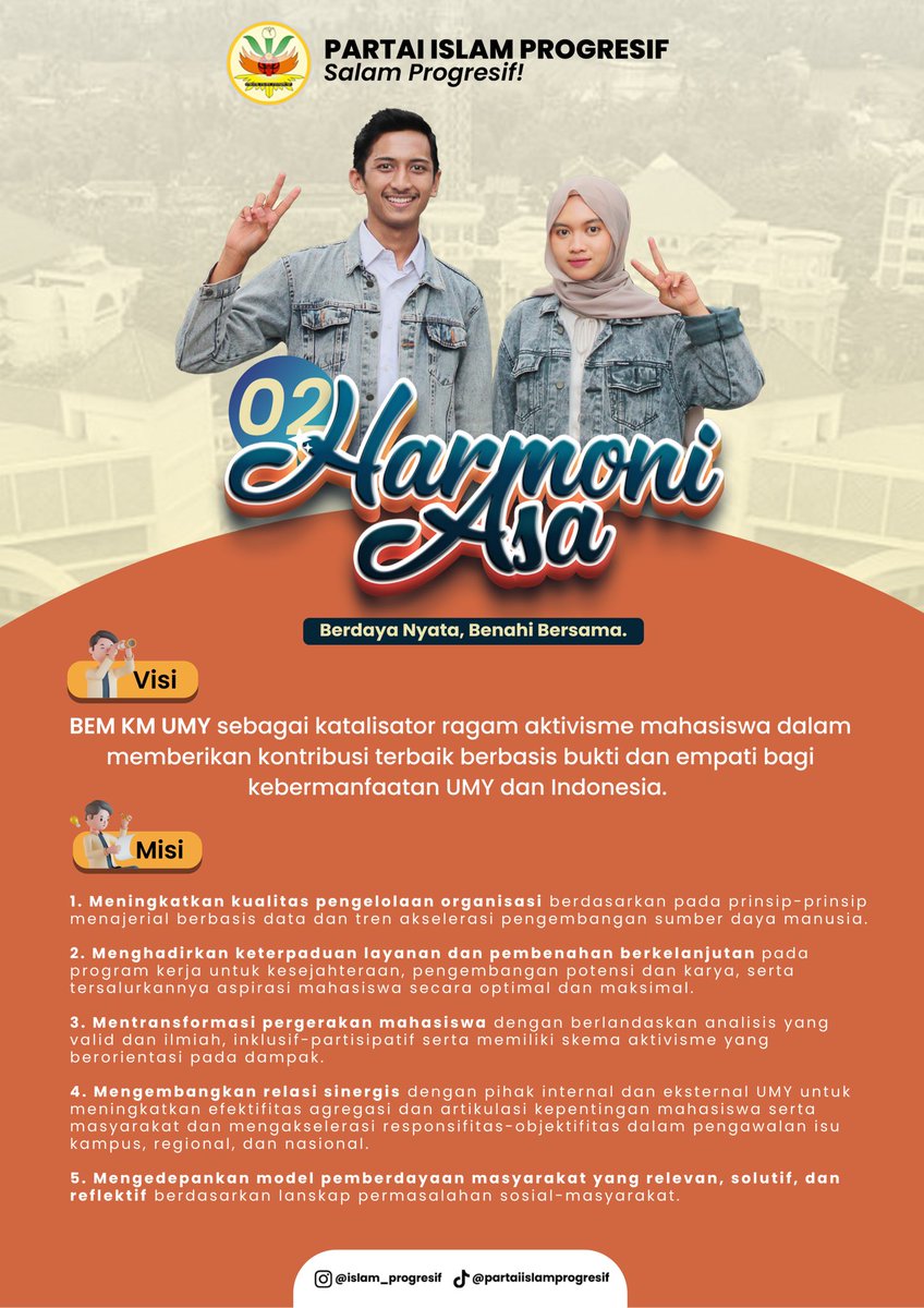 ahsangarr's tweet photo. Teruntuk kawan2 Mahasiswa UMY mengingatkan tanggal 25 ada Pemilihan Calon Presiden dan Wakil Presiden Mahasiswa serta Calon DPM KM UMY. Gunakan hak kalian dengan baik dan bijak. Harmoni Asa Berdaya Nyata Benahi Bersama #2022pilih02 #AdamCacaforUMY #SalamProgresif https://t.co/Z6BUjFexrw