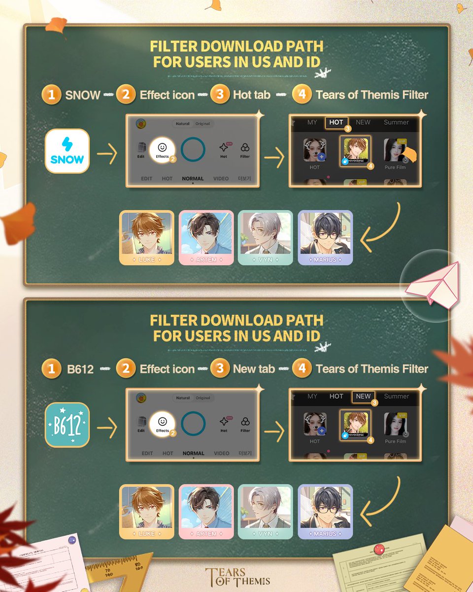 TearsofThemisEN's tweet photo. Tears of Themis × SNOW/B612 
Customized Filter Now Available!

Cross dimensions and capture sweet moments with him on campus. Let these photos narrate your love story!

RT this post for a chance to win the Revisiting Youth poster set! 5 winners picked at random after 48 hours. https://t.co/EIMW5XxfaB