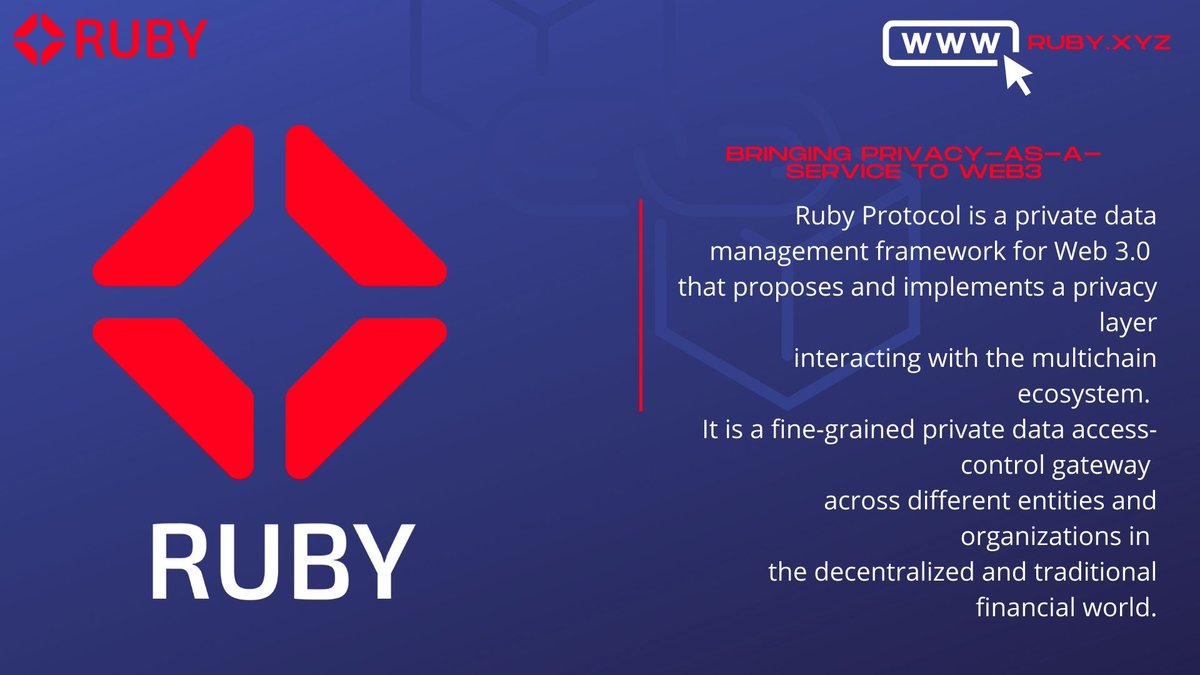 binxcrypto's tweet photo. @RubyProtocol bringing privacy as a service to web3

Ruby Protocol is a private data management framework for Web 3.0 that proposes and implements a privacy layer interacting with the multichain ecosystem.
https://t.co/BHznVLOy0D 🌐

#web3 #privacy #PrivacyMatter #Crypto https://t.co/LAXmmKw1UO