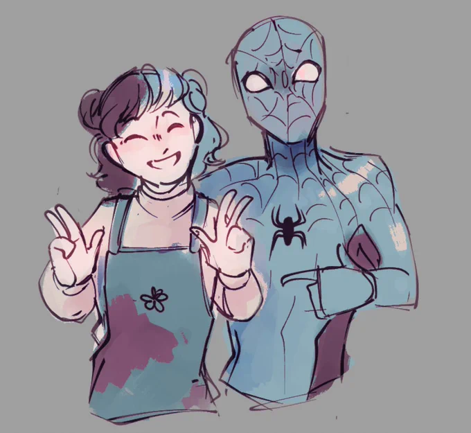 for  "3 friends playing rock paper scissors LOL OR me meeting spiderman :O"I got the hair colors wrong i'm so sorry dhsjfdfg 