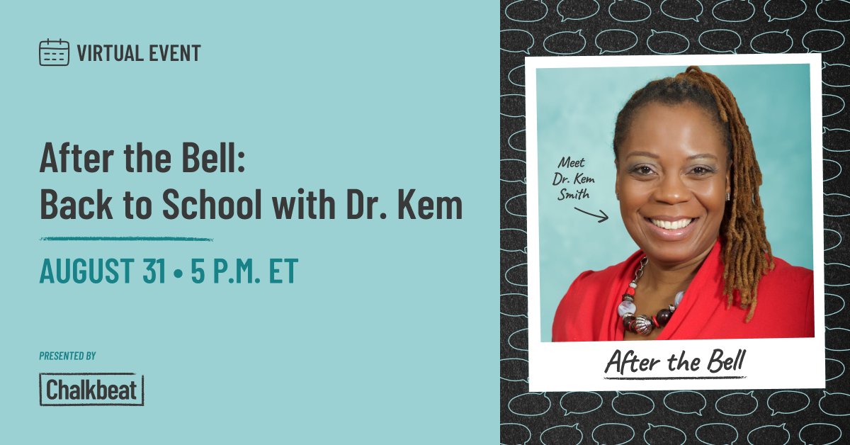 RSVP now! #AfterTheBellCB’s columnist @TheKemSmith is going LIVE on Aug 31 5pm ET to answer all your back-to-school questions and share strategies for a successful school year: eventbrite.com/e/after-the-be…  #TeacherAdvice