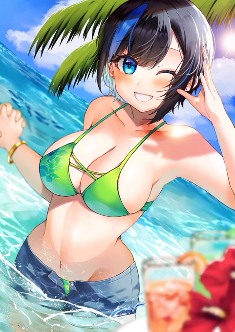 ショートカットでギャルで水着の似合う彼女は好きですか?#オリジナル 