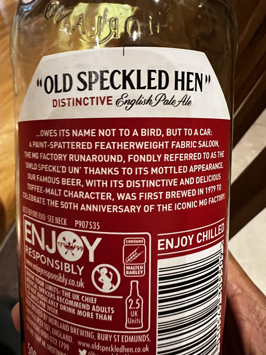 sidpatankar's tweet photo. Tried a new #ale for the first time. What a distinct flavour - caramel/toffee tones - just loved it. And then found it isn’t named after a fowl but actually has a unique motoring connection! Goes back to an @MGmotor milestone! Made it even more special.
SVP
#carconnection #beer https://t.co/Pxmuvft2o0