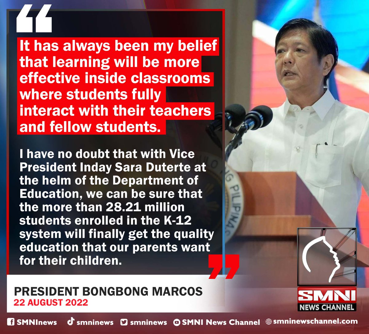 smninews's tweet image. PBBM: Learning will be more effective inside classrooms

#F2Fclasses
#BalikEskwela