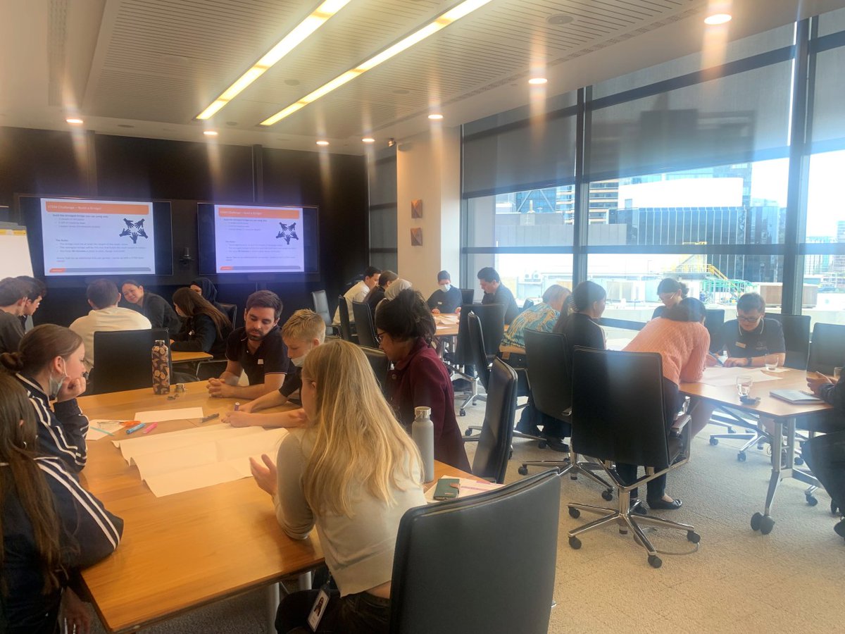 ABCNoz's tweet photo. Darling Range Sport College students put their creative skills to the test in their #ABCN #Innovate session with @kpmgaustralia.

Students were treated to viewa of Elizabeth Quay and the Swan River whilst meeting their mentors and working collaboratively to build some bridges! https://t.co/wauAvlwsQH