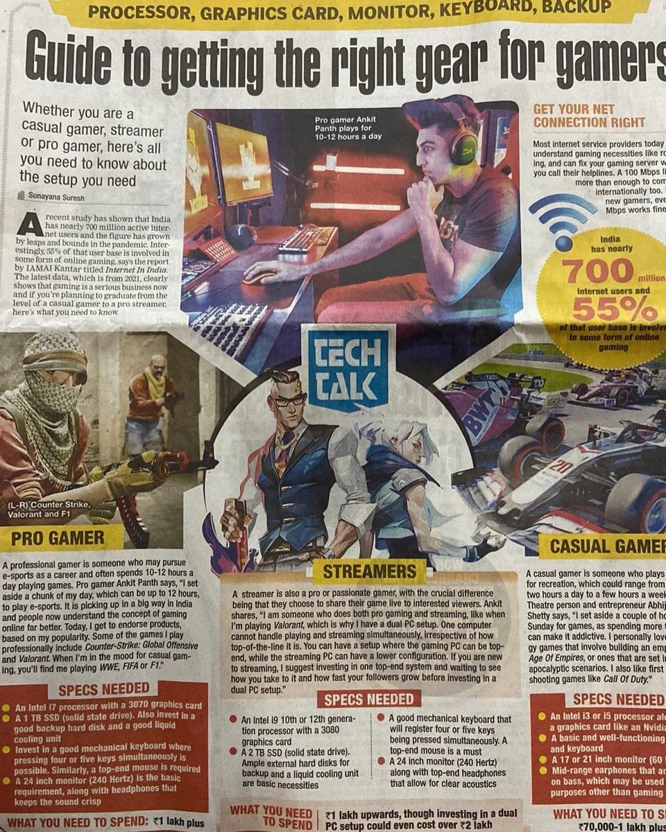 V3nombiceps's tweet photo. Kehte the kuch log tu sabse nikamma hai hum yaaro mein, padte hai aaj wohi log mera naam akbaaro mein 😎
Featured in todays @timesofindia Bombay and Delhi times, Page 3.
Link - https://t.co/3FyuwWRPtb 
#V3nom #Gamer #TimesofIndia #HyperX #Hyperice https://t.co/9oTw1uv7Wb
