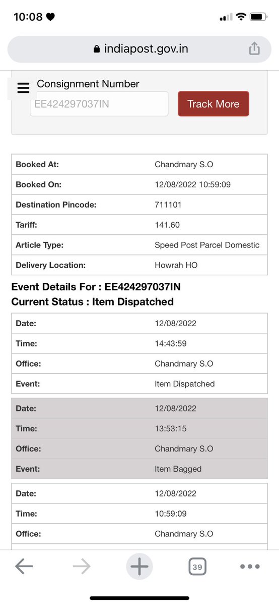 cherry_cola00's tweet photo. @IndiaPostOffice there is no update since past 10 days 
Its a very important package how long it will take to get delivered i mean its been long and it’s urgent please do let me know fast cuz it’s worrisome . https://t.co/fA9WciHDwH