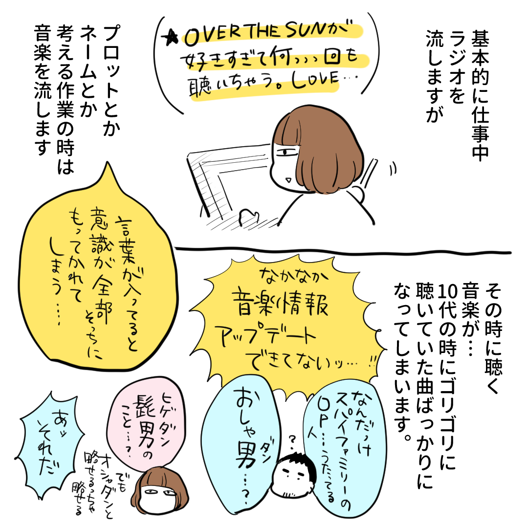 集中力が散漫しがちなので本当に「やるぞォ…」というときは雨とか自然環境系のBGMかけてます。あと無印良品みのあるやつ。 