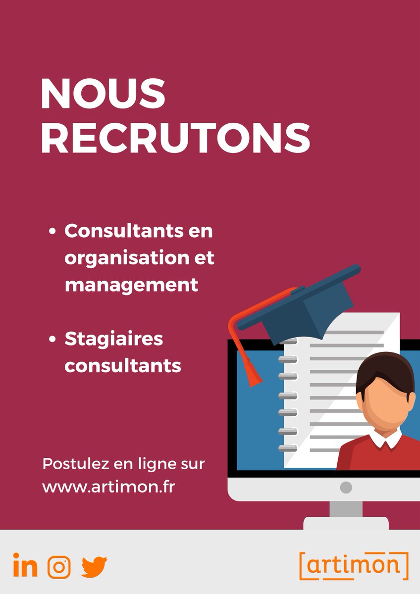[Recrutement]-📣A la recherche d'un poste dans le Conseil ? Nous recrutons des consultants en organisation sur l'ensemble de nos practices : #mobility #realestate #media #secteurpublic #financialservices. 👉ow.ly/KtkS50D7k3v
#ArtimonConseil #offres #RH #job