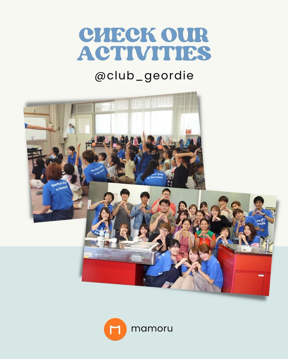 mamoru_app's tweet photo. mamoruの学生団体パートナーをご紹介🌿
「CLUB GEORDIE」 
関西学院大学を拠点とする国際交流・国際協力支援団体

#mamoru #サステナブル https://t.co/fRkOzVPkcl