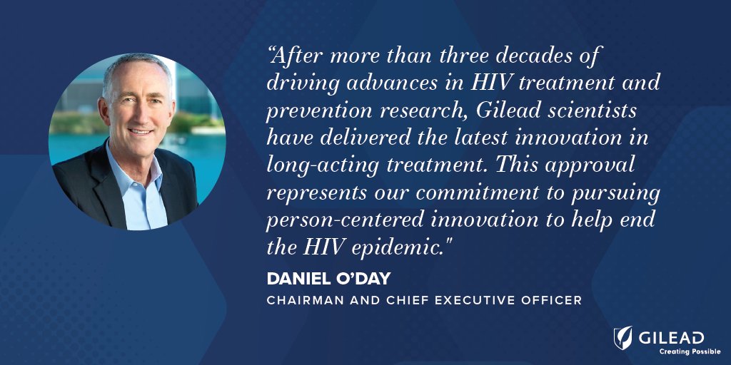 Today, we announced the first global regulatory approval of the only twice-yearly #HIV treatment option. Learn more. gilead.inc/3AdjAjB