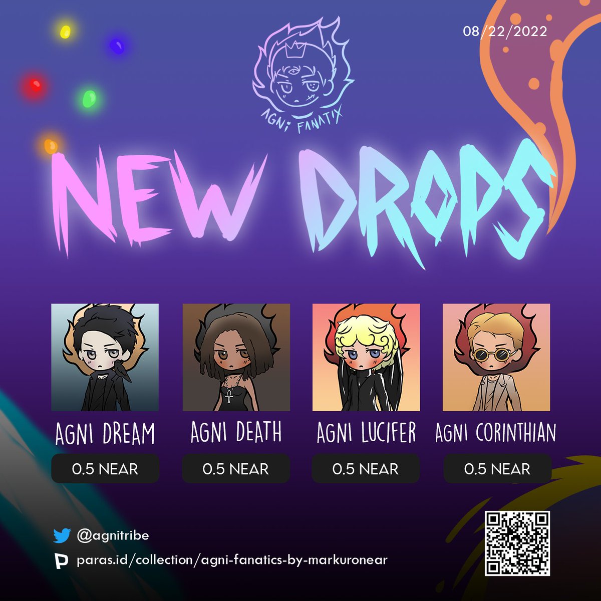 “Dreams shape the world”
― Neil Gaiman, Dream Country

Agni Fanatix of the Netflix series, The Sandman is now available on <a href="/ParasHQ/">Paras 🟩🟧</a> !

Get yours at paras.id/collection/agn…

#NEARprotocol $NEAR #NFT #ParasHQ