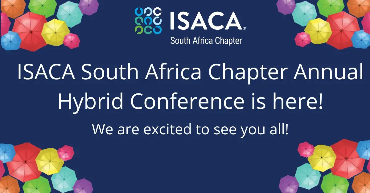 Isacaza's tweet photo. Today is the day! Our Annual Conference &amp; #isacasa 30th birthday celebrations have  arrived. Wishing all conference keynote speakers all the best at the #isacaconference 
#isacasachapter  #isacaconf #newnormal #conferencesa #continuity #agility #resilience #hybridconference https://t.co/EZ0MlmSOHG