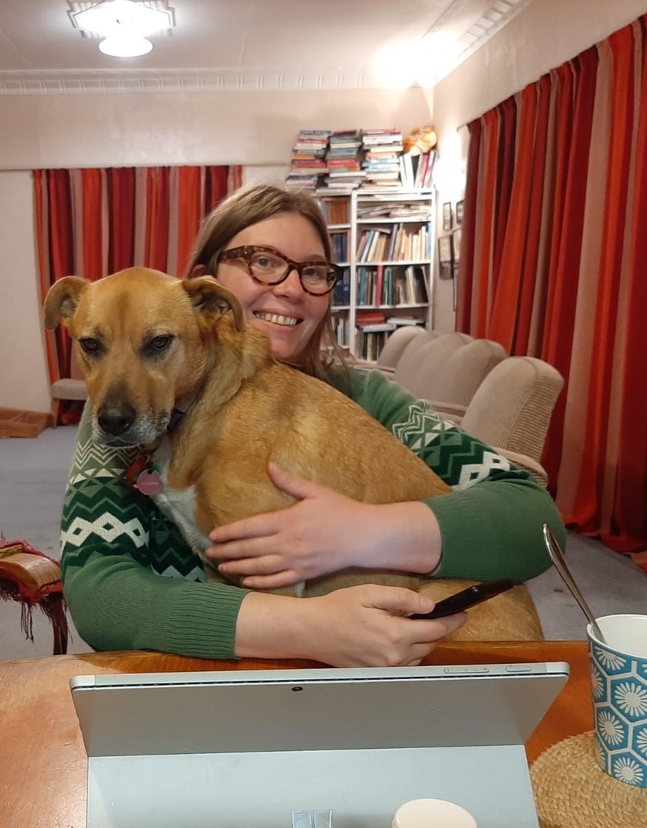 Our Director Chloe (and her dog Kobi) enjoying the opportunity to join the ICOM conference in Prague online from the comfort of home!