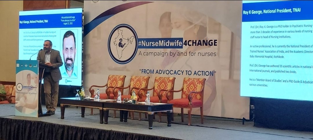 Prof (Dr) Roy K George, National President- TNAI addressing the gathering on the annual celebration of #NurseMidwife4Change initiative by and for nurses and midwives of India.
@NurseMidwife_IN