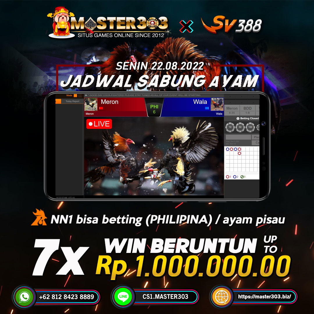 Master303offc's tweet photo. Jadwal Sabung Ayam Senin/22/Agustus/2022

🐔SV388 arena 
NN1 bisa betting (PHILIPINA) /ayam pisau

🎁 BONUS 7X WIN BERUNTUN RP 1.000.000

sabung ayam online #sabungayamonline #jadwalsabungayam #jadwalsabungayamonline Ginting Aiman Inews Karni Jessica Mila Raditya Dika Unhas https://t.co/bOsJxmYSEc