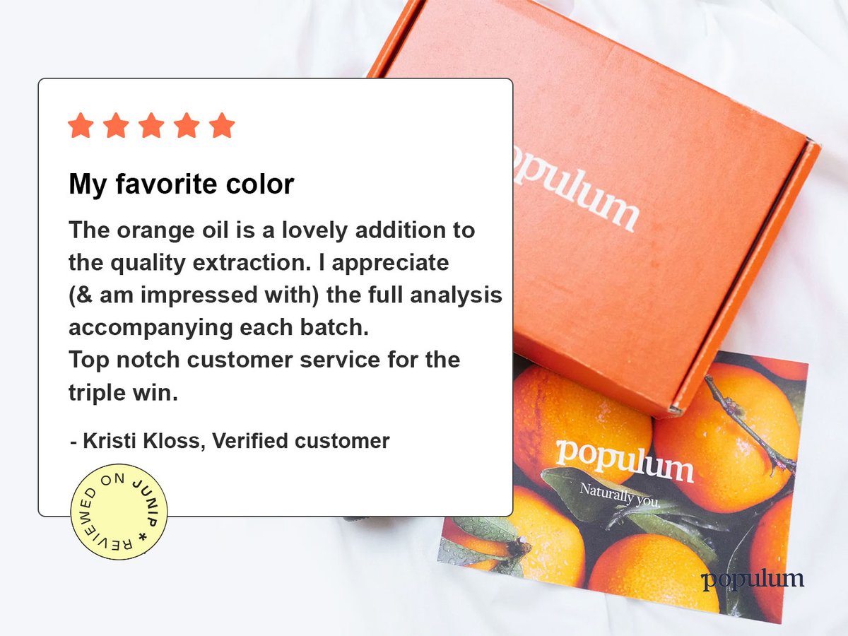 My favorite color

The orange oil is a lovely addition to the quality extraction. I appreciate (&amp; am impressed with) the full analysis accompanying each batch. Top notch customer service for the triple win. ~ Kristi Kloss
#FullSpectrumHempCBDOil #CBDOilForStress #HempOil #CBDOil