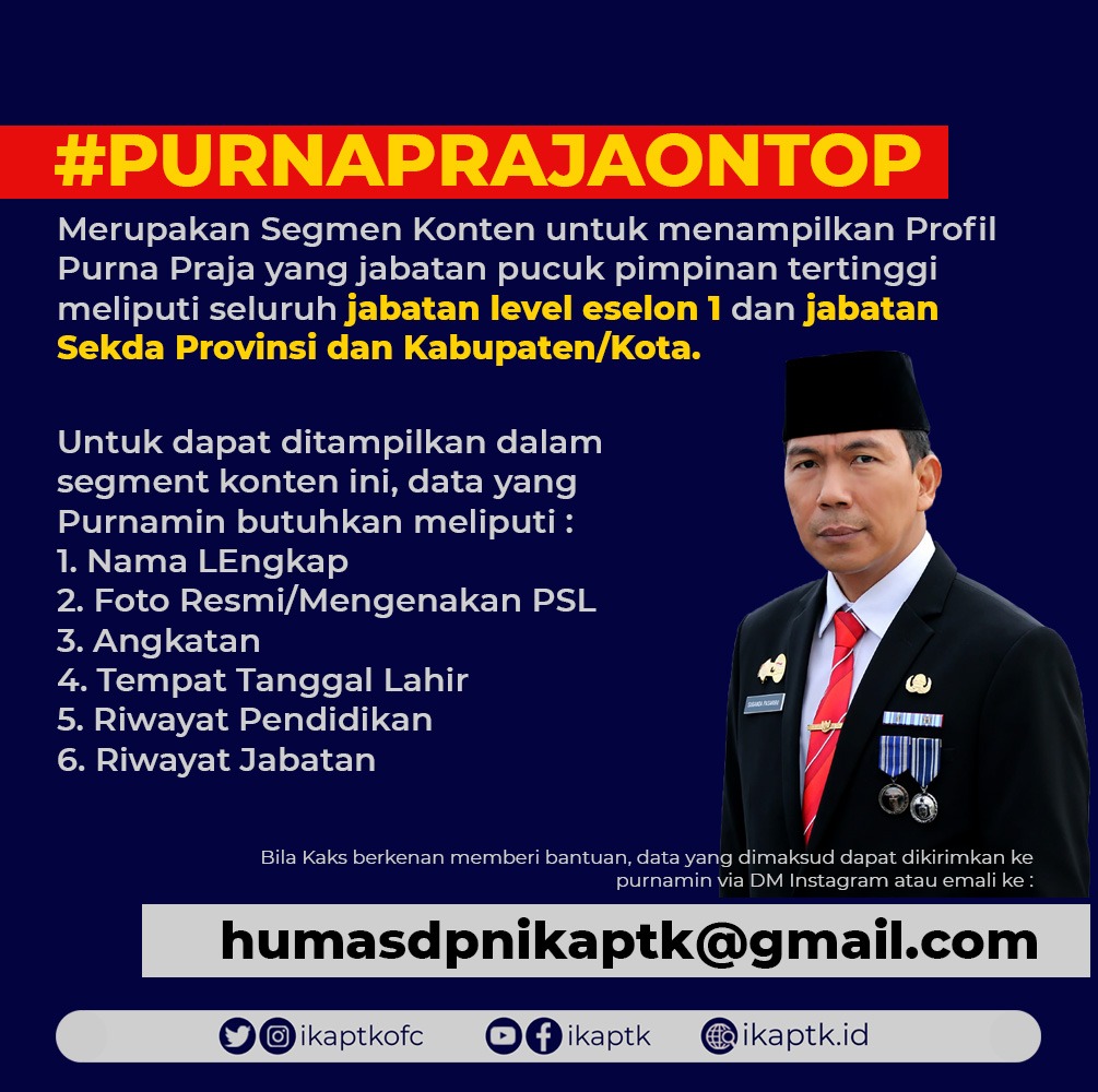 ikaptkid's tweet photo. #PURNAPRAJAONTOP

Segmen lama yang kini Purnamin buka kembali, lebih lebar dan terbuka.

"Purna Praja On Top" Merupakan Segmen Konten untuk menampilkan Profil Purna Praja yang jabatan pucuk pimpinan tertinggi di K/L/D.

Mari Kaks, Bantu Purnamin sebarkan kabar baik prestasi PP. https://t.co/CdwEasaqbA
