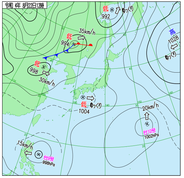 tenkinosusume's tweet photo. 22日12時の解析で台風9号(マーゴン)&10号(トカゲ)が発生。それぞれ中心はこの辺かな~ってとこに落書き。
大きな雲域がゆったり回転しつつ南側に積乱雲が偏る9号と、比較的コンパクトな積乱雲の塊がキュッと回転してる10号。台風の姿は十人十色。
#T2209 #T2210 https://t.co/uZwkv8mHWf