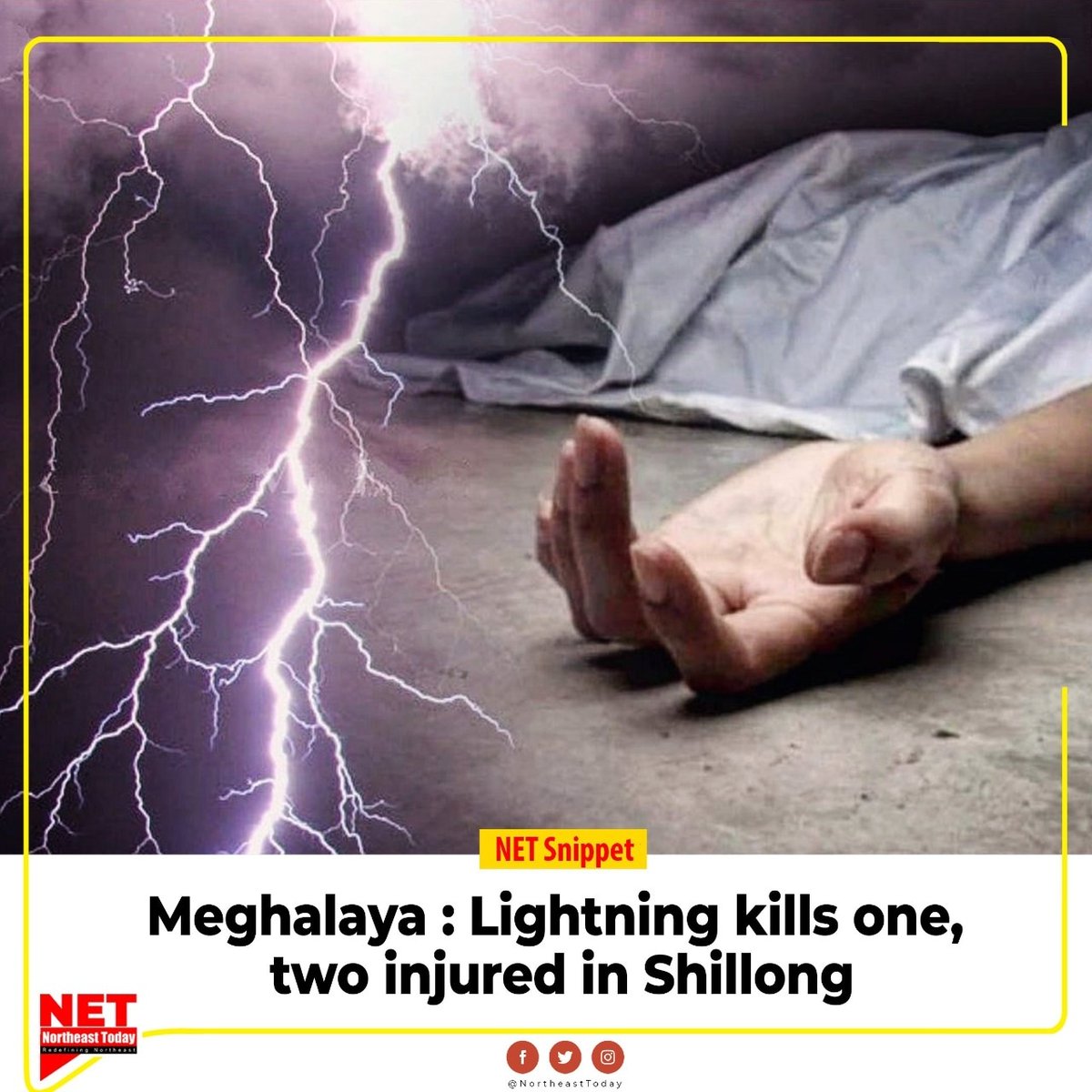 NortheastToday's tweet photo. #Meghalaya | Atleast one person have succumbed, while two others sustained severe injuries, after lightning struck them on Sunday at around 3 PM.
#lightning #catastrophe #Golflink #Shillong #NetSnippet #NortheastToday https://t.co/LPBeQDetC1