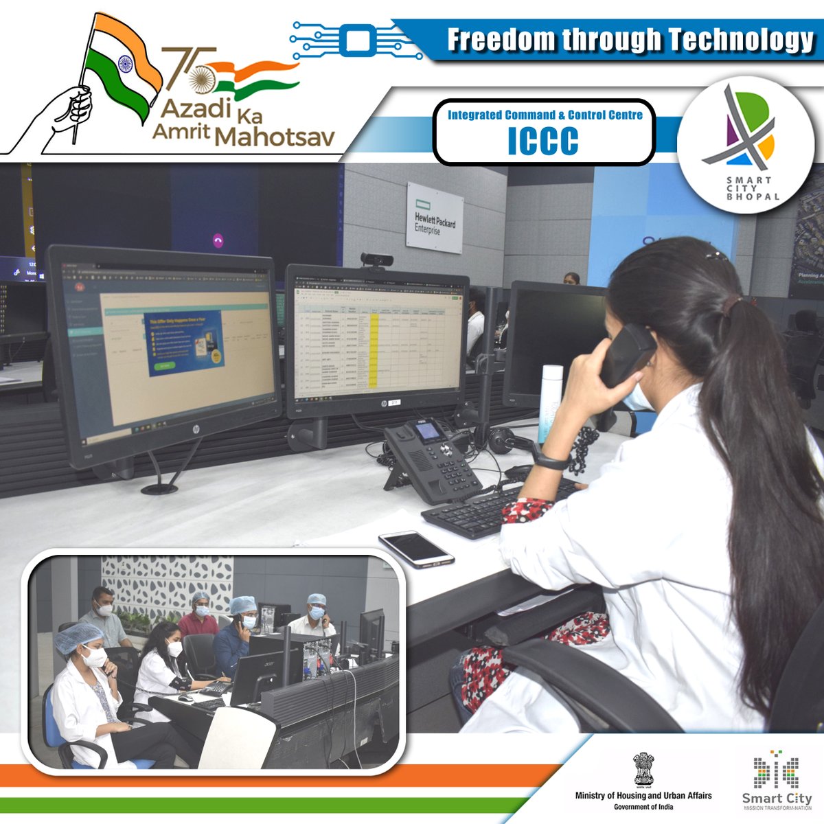 bhopal_bscdcl's tweet photo. Medical consultation is given by doctors to the patients of Covid-19 from the Integrated Command & Control Centre (ICCC) of #BhopalSmartCity
#Freedom_Through_Technology
#100ICCC
#75impactstoriesICCC
#AzadikaAmrutmahotsav https://t.co/6DI0AV0HZN