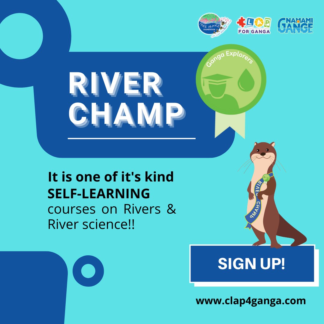 Clap4G's tweet image. River Champ Course
It’s one of it’s kind SELF-LEARNING COURSE
on rivers &amp;amp; river science.

Visit Now
clap4ganga.com/learn-more

#namamigange #clap4ganga 

#riverchamp #selflearn #free #learnmore #learn #fun #course #rivers