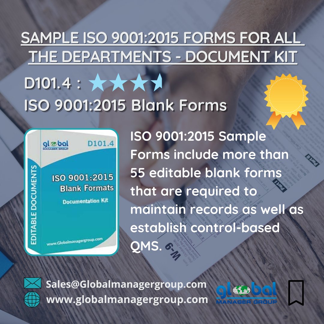 ISOconsult_GMG's tweet photo. SAMPLE ISO 9001:2015 FORMS FOR ALL THE DEPARTMENTS - DOCUMENT KIT
Find out more:-
https://t.co/9G3ln8DXkx
#iso9001 #iso90012015 #iso9001certification #iso9001certified #qms #qmstraining #qualitymanagementsystem #sampleiso9001 #iso9001documentationkit #iso #isodocumentationkit https://t.co/MWP4gSbE1u