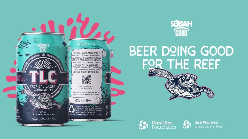 Pozible's tweet photo. 🐢 NEW CAMPAIGN LAUNCH!

The epic new ‘beer doing good for the reef’ - championing First Nations women’s custodianship of our Great Barrier Reef and action on climate change - launches today! 

PLEDGE now: https://t.co/TvntKWlMoH

#sobahgood #thereefneedstlc #beerdoinggood https://t.co/3XIuZvm2xe