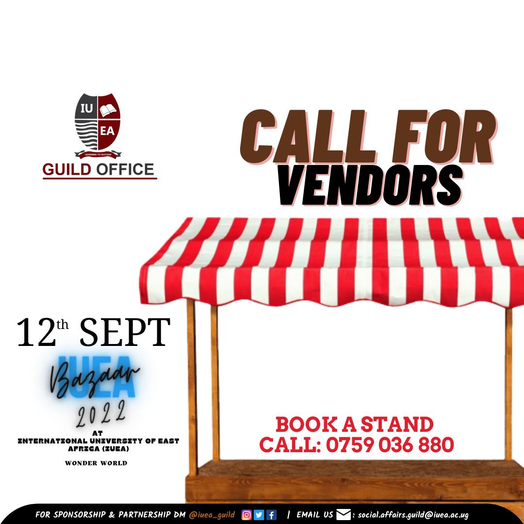 Guild_Office's tweet photo. Save a spot to showcase your business products and services 🤩🛍️🌍 for Uganda and the whole world to at the #International_University_of_East_Africa. Book a stall now, save the date for later!
#IUEABAZAAR  #FunFest #TopEvent  #TalkBusiness  #IUEAFam  #IUEAFam #Uganda #TradeFair https://t.co/I60jzSBaS0