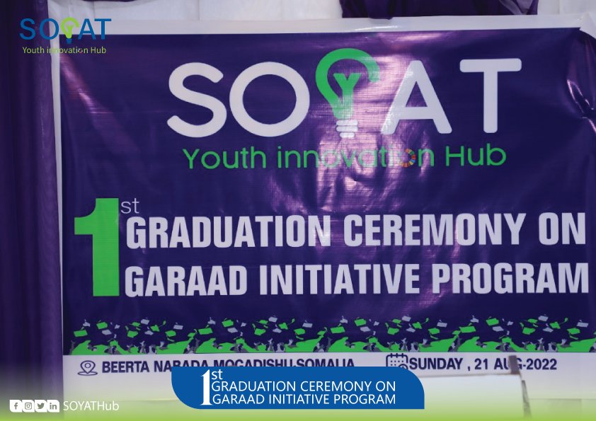 SOYAThub's tweet photo. It was an our honor to organize a graduation ceremony for the Graad Initiative Program.
it is a program that lasted for 4 months to train students to become Entrepreneurs, to get investment &amp; constant incentives to inspire &amp; empower the creativity of Somali Youth entrepreneurs. https://t.co/cIGLgzbFfw